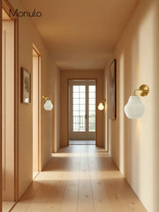 Rivrona Ribbed Glass Wall Sconce - Modern Milk Glass Vanity Light
